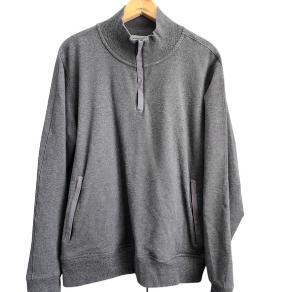 Mack Weldon Sweater Mens XL Gray Quarter Zip Cotton Mock Neck Long Sleeve - Picture 2 of 12
